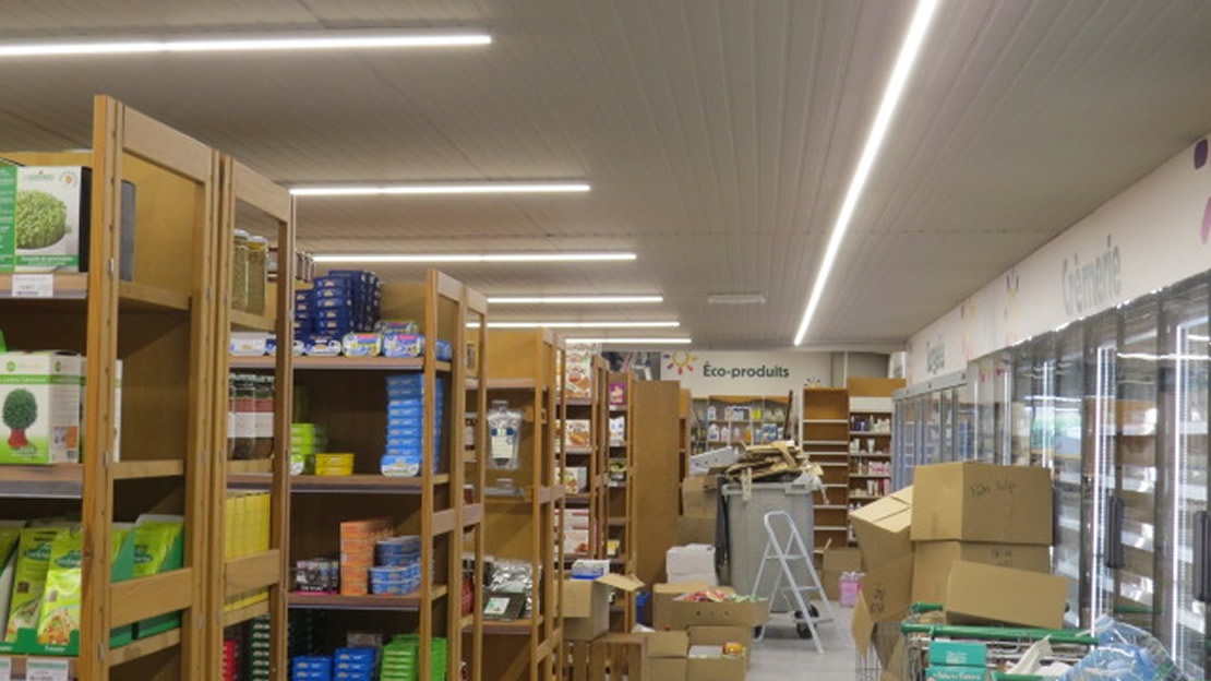 Eclairage surface de vente par rail Leds
